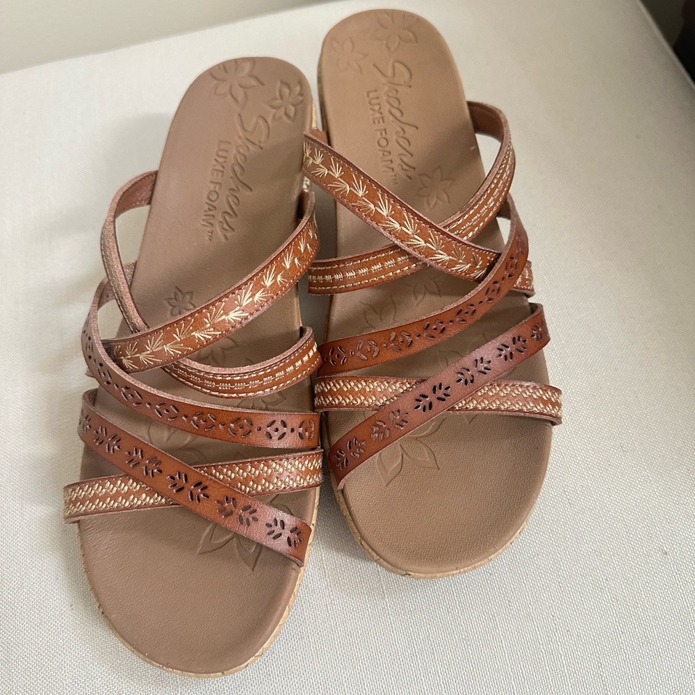 Skechers Tan/ Brown Casual Sandals with Comfort Footbed